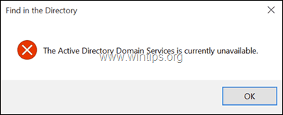 FIX: Active Directory Domain Services er i øjeblikket ikke tilgængelig, når du forsøger at udskrive i Windows 10/8/7 OS.