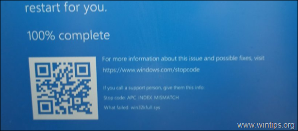 labošana: APC INDEX MISMATCH in win32kfull.sys operētājsistēmā Windows 10 (Atrisināts)