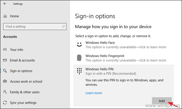 FIX: Impossibile aggiungere o modificare il PIN in Windows 10 (risolto)