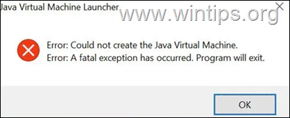 FIX: Nie można było utworzyć wirtualnej maszyny Javy (rozwiązane)
