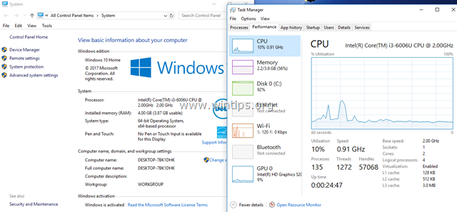 FISSO: La CPU non funziona alla massima velocità in Windows 10.