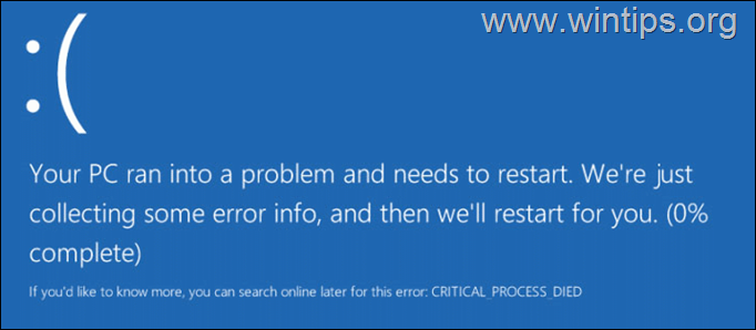 DÜZELTME: Windows 10'da CRITICAL PROCESS DIED bsod hatası.