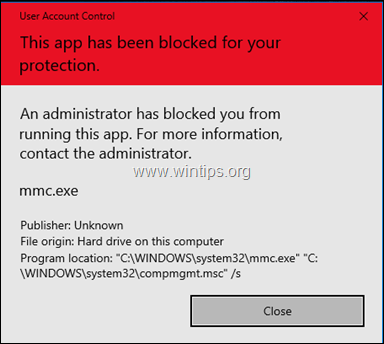 OPRAVA: MMC.EXE Tato aplikace byla pro vaši ochranu zablokována. (Vyřešeno)
