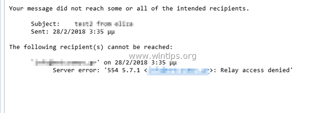 FIX: Απορρίπτεται η πρόσβαση αναμετάδοσης 554 5.7.1 Σφάλμα στο Outlook (Λύθηκε)