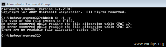 ПОПРАВКА: В командата CHKDSK няма таблици за разпределение на файловете, които могат да се четат (Решено)