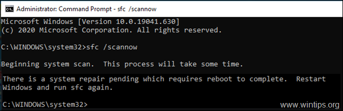 修正：在SFC命令中，有一个系统修复待定，需要重新启动才能完成（已解决）。