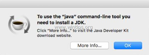 POPRAVEK: Za uporabo orodja java v ukazni vrstici morate namestiti JDK (MAC OS X)