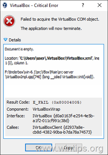FIX: Το έγγραφο του VirtualBox είναι άδειο (Λύθηκε)