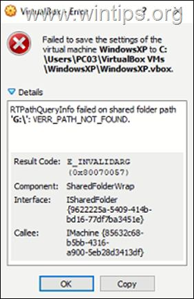 FIX VirtualBox RTPathQueryInfo misslyckades på delad mappväg (löst)