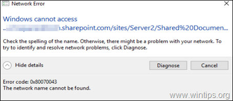 POPRAVEK: Manjkajoča storitev WebClient v strežniku 2016/2012 (Odpravite napako 0x80070043: Windows ne more dostopati do spletnega mesta SharePoint).
