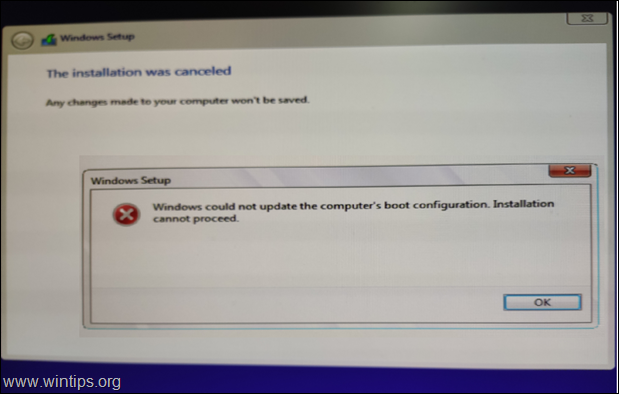 FIX: A Windows nem tudta frissíteni a számítógép rendszerindítási konfigurációját (Megoldva).