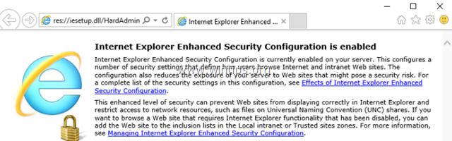 Az Internet Explorer fokozott biztonsági konfigurációjának letiltása a Server 2016 rendszerben