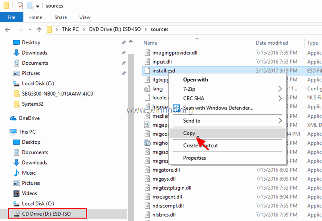 Jak extrahovat soubor Install.ESD do souboru Install.WIM (Windows 10/8)