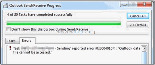 Как да поправите грешката "Не може да се получи достъп до файла с данни на Outlook" (Решено)