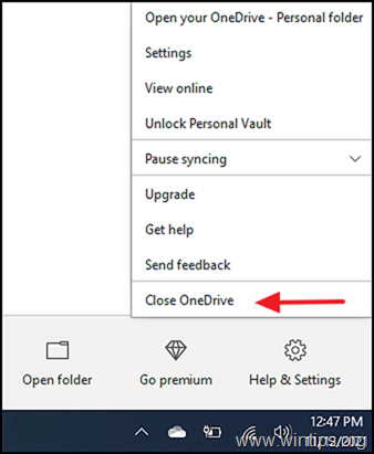 Ponastavitev aplikacije OneDrive v operacijskem sistemu Windows 10.