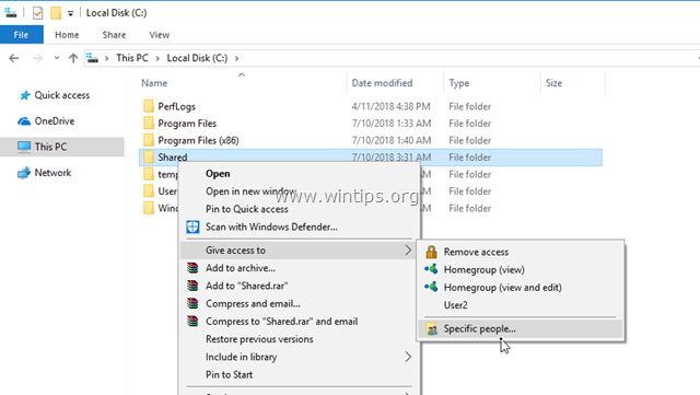 Come condividere i file in Windows 10.