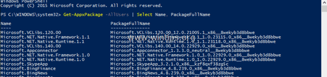 Cómo ver todas las aplicaciones y paquetes instalados en Windows 10, 8.1, 8 desde PowerShell.