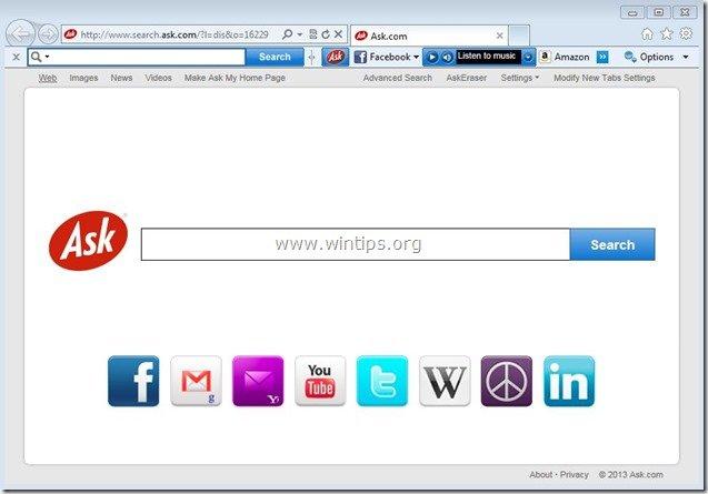 Hapus Ask Toolbar dari browser Anda