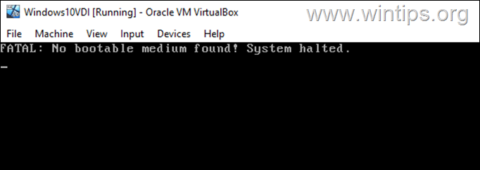 VirtualBox Ni najdenega zagonskega nosilca! Sistem se je ustavil. (Rešeno)